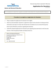 Form 301 Application for Deviation - Nova Scotia, Canada