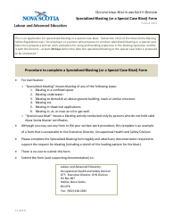 Document preview: Form 1101 Specialized Blasting (Or a Special Case Blast) Form - Nova Scotia, Canada