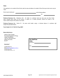 Form E Application for a Coal Gas Exploration Agreement - Nova Scotia, Canada, Page 2