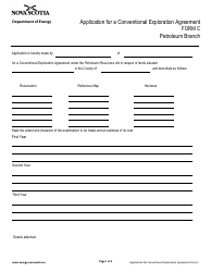 Form C Application for a Conventional Exploration Agreement - Nova Scotia, Canada