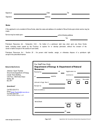 Form C Application for a Conventional Exploration Agreement - Nova Scotia, Canada, Page 2