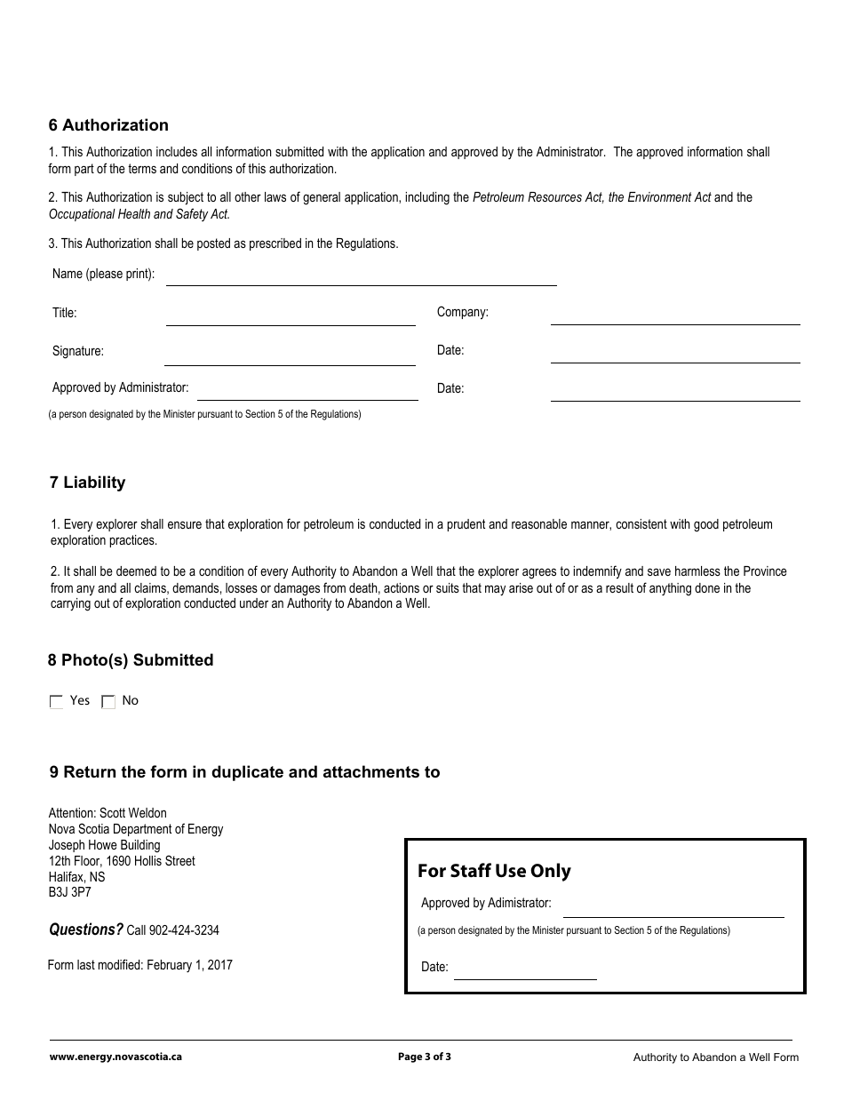 Authority to Abandon a Well - Nova Scotia, Canada, Page 3