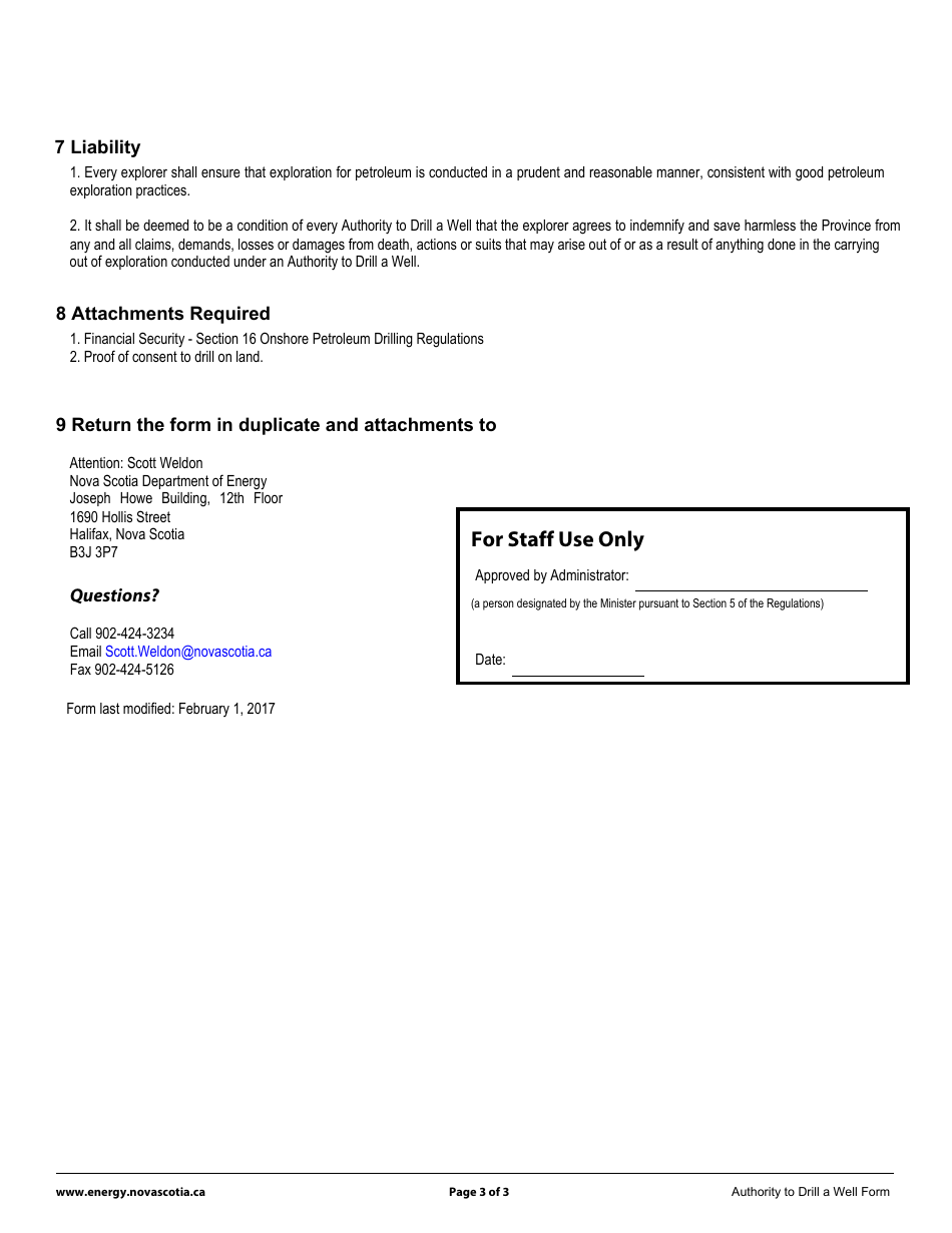Nova Scotia Canada Authority to Drill a Well Fill Out, Sign Online