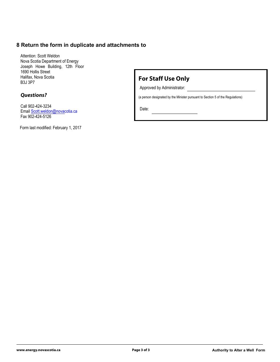 Authority to Alter the Condition of a Well - Nova Scotia, Canada, Page 3