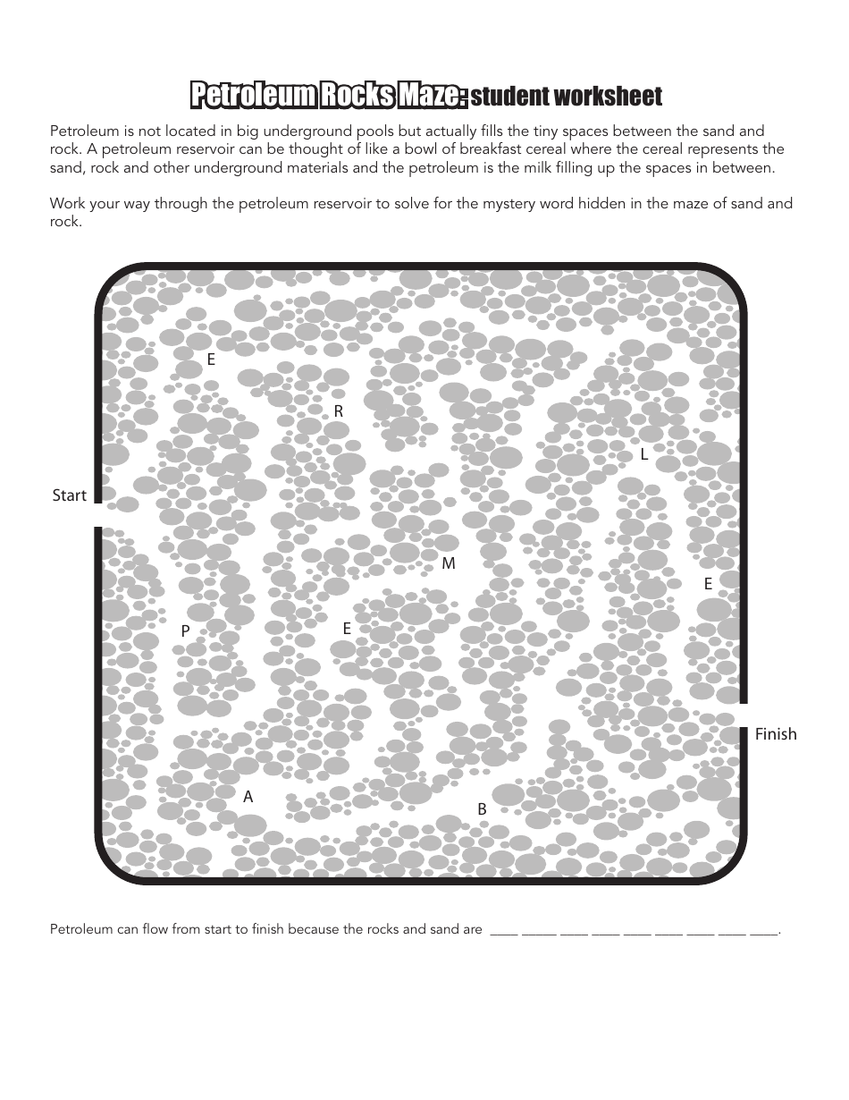 Petroleum Rocks Maze: Student Worksheet - Nova Scotia, Canada, Page 1