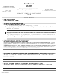 Form 2 Response - Ontario, Canada (English/French)