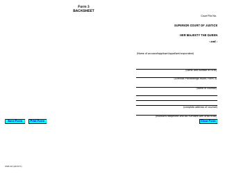 Document preview: Form 3 Backsheet - Ontario, Canada