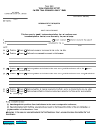 Document preview: Form 18C1 Trial Readiness Report (Where Trial Readiness Court Held) - Ontario, Canada