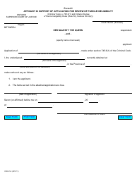 Document preview: Form 21 Affidavit in Support of Application for Review of Parole Ineligibility - Ontario, Canada