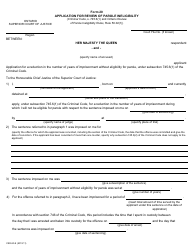 Form 20 Application for Review of Parole Ineligibility - Ontario, Canada