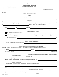 Form 7 Affidavit of Service - Ontario, Canada