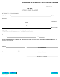 Document preview: Form RR0289 Requisition for Assessment - Solicitor's Application - Ontario, Canada