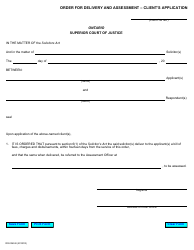 Document preview: Form RR0360 Order for Delivery and Assessment - Client's Application - Ontario, Canada