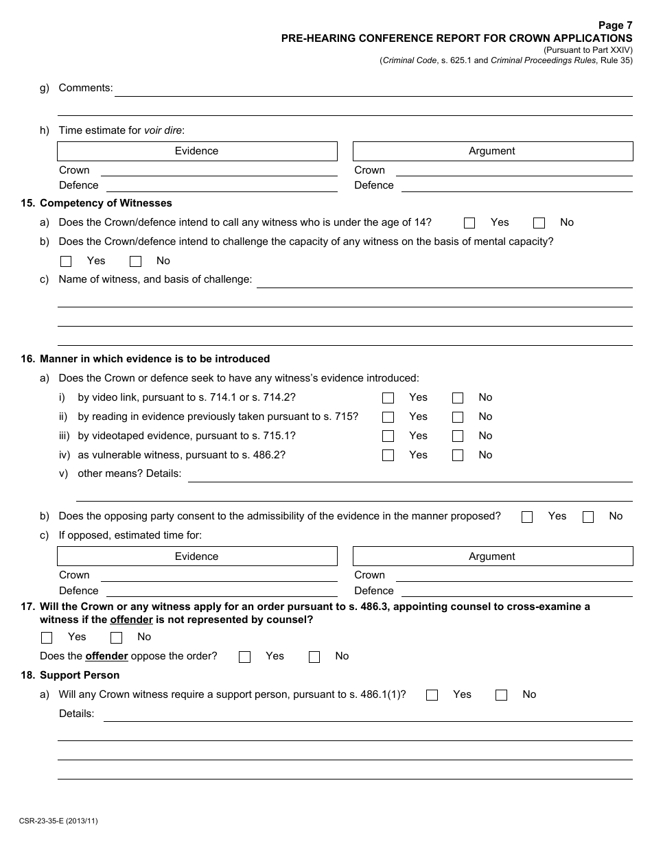 Form 23 Download Fillable PDF or Fill Online Pre-hearing Conference ...