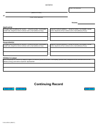 Form 1 &quot;Continuing Record&quot; - Ontario, Canada