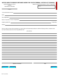 Document preview: Form 2 Notice About Evidence Obtained Under the Youth Criminal Justice Act (Canada) - Ontario, Canada