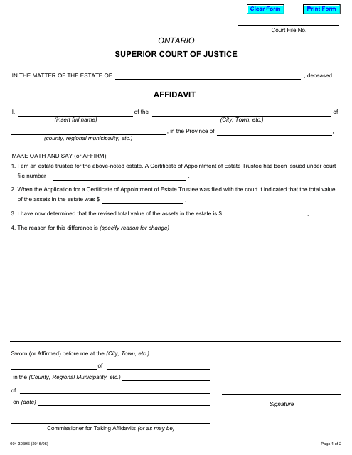 Form 004-3039E  Printable Pdf