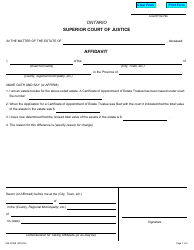 Form 004-3039E Affidavit for Estate Administration Tax - Additional Payment/Refund - Ontario, Canada