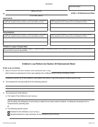 Children&#039;s Law Reform Act Section 30 Endorsement Sheet - Ontario, Canada