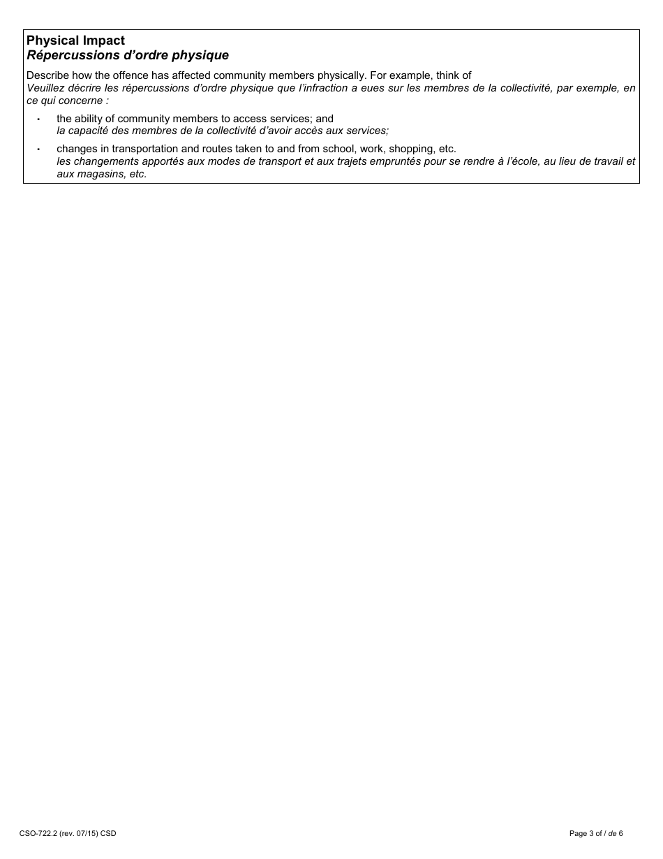 Form 34.3 Community Impact Statement - Ontario, Canada (English / French), Page 3