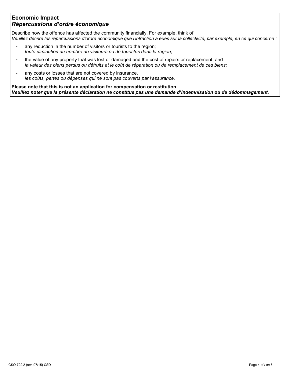 Form 34.3 Community Impact Statement - Ontario, Canada (English / French), Page 4