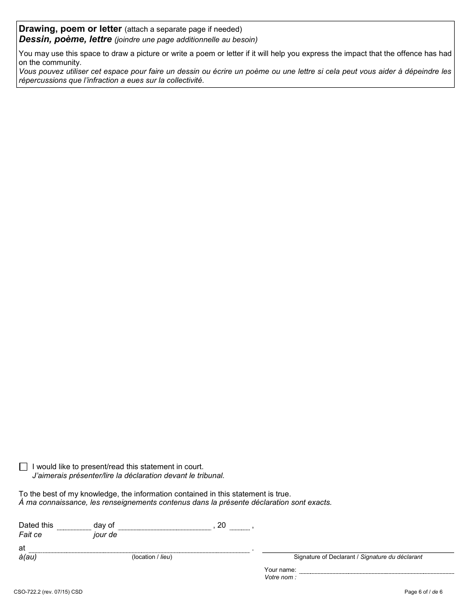 Form 34.3 Community Impact Statement - Ontario, Canada (English / French), Page 6
