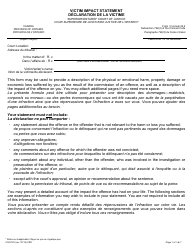 Form 34.2 Victim Impact Statement - Ontario, Canada (English/French)