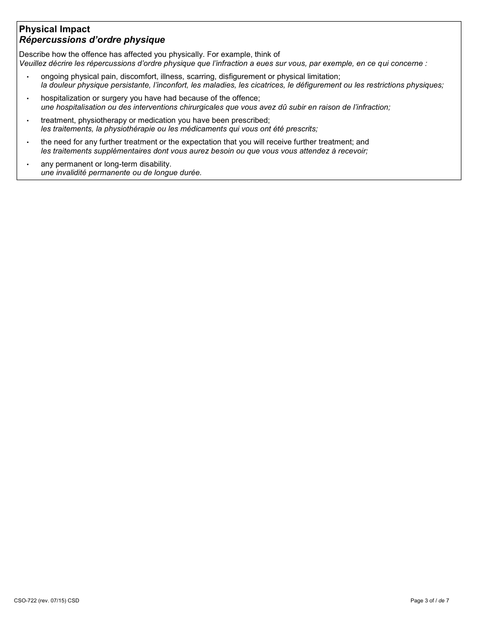 Form 34.2 Victim Impact Statement - Ontario, Canada (English / French), Page 3