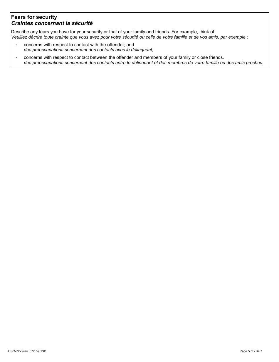 Form 34.2 Victim Impact Statement - Ontario, Canada (English / French), Page 5