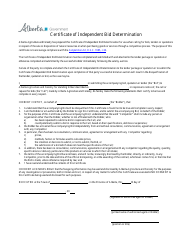 &quot;Certificate of Independent Bid Determination&quot; - Alberta, Canada