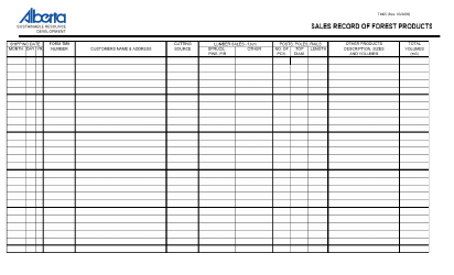 Form TM65 &quot;Sales Record of Forest Products&quot; - Alberta, Canada
