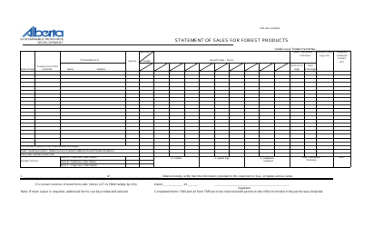 Form TM3 &quot;Statement of Sales of Forest Products&quot; - Alberta, Canada