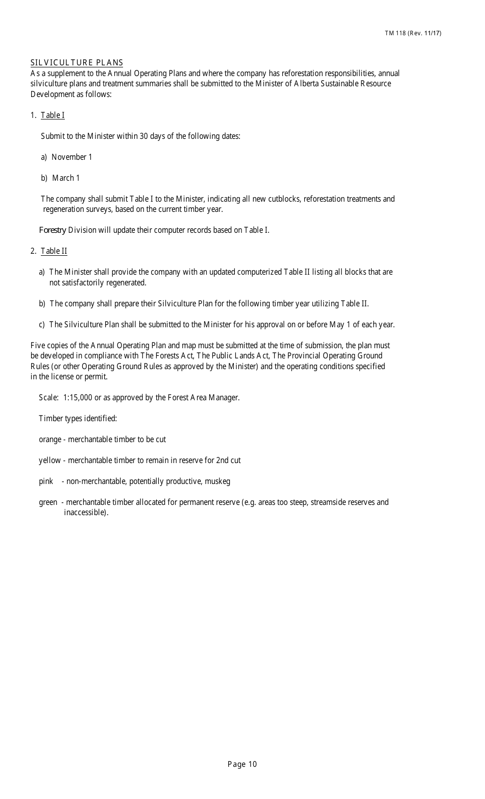 Form TM118 Annual Operating Plan Submission - Alberta, Canada, Page 10