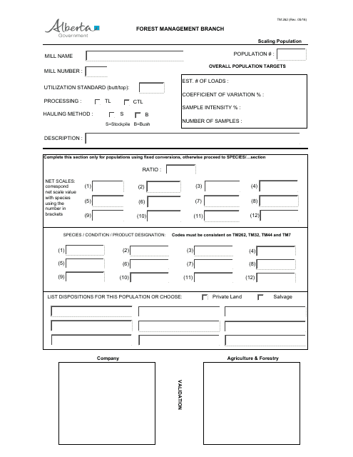 Form TM262  Printable Pdf