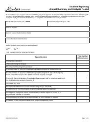 Form CDEV0001 Incident Reporting and Annual Summary Analysis Report - Alberta, Canada