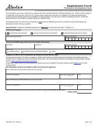 Form CDEV3938 Supplement B Professional Development Grant - Alberta, Canada