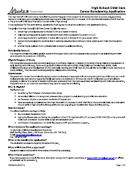 Form CDEV4015 High School Child Care Career Scholarship Application - Alberta, Canada