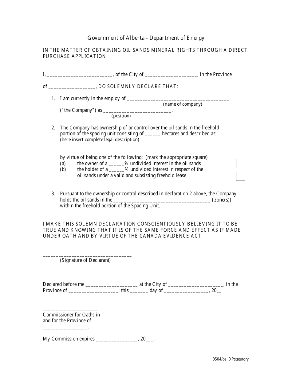 Alberta Canada Statutory Declaration Fill Out Sign Online And Download Pdf Templateroller 8640