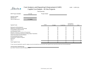 Document preview: Cost Analysis and Reporting Enhancement (Care) Capital Cost Details - in-Situ Projects - Alberta, Canada