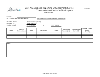 Document preview: Cost Analysis and Reporting Enhancement (Care) Transportation Costs - in-Situ Projects - Alberta, Canada
