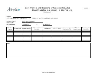 Document preview: Cost Analysis and Reporting Enhancement (Care) Diluent Supplied to a Stream - in-Situ Projects - Alberta, Canada