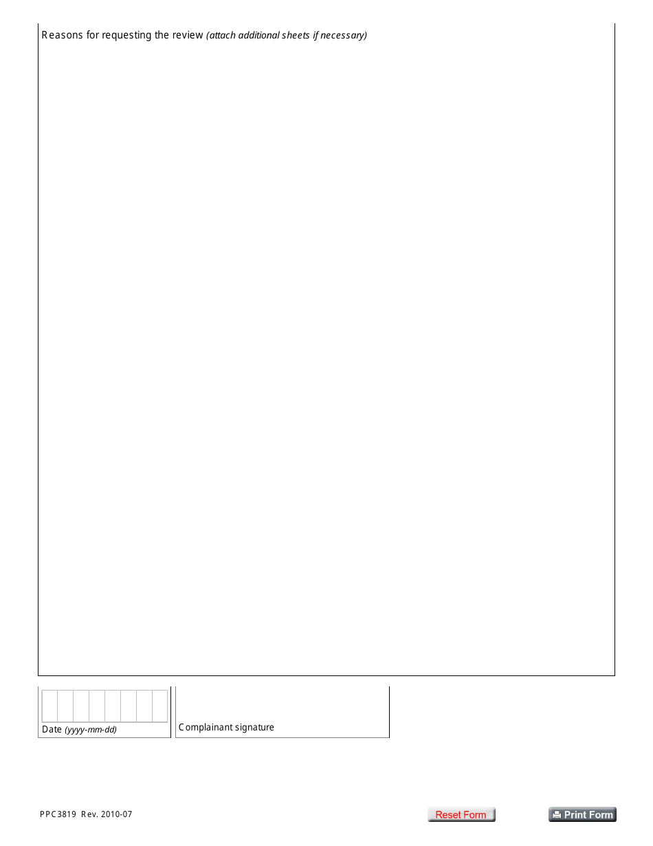 Form PPC3819 Application for Review of a Complaints Officers Decision - Alberta, Canada, Page 2
