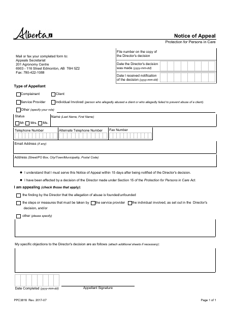 Form PPC3818  Printable Pdf