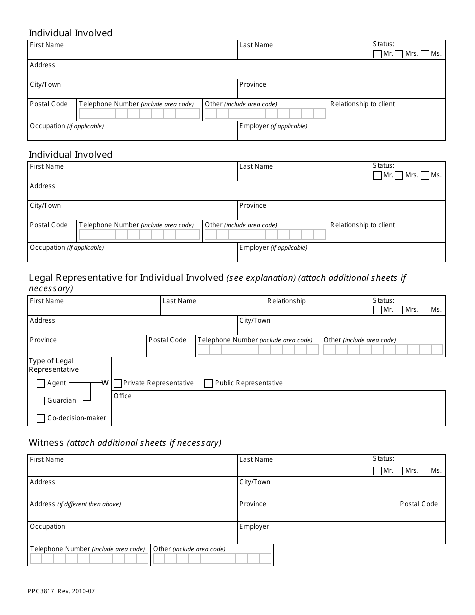 Form PPC3817 - Fill Out, Sign Online and Download Printable PDF ...