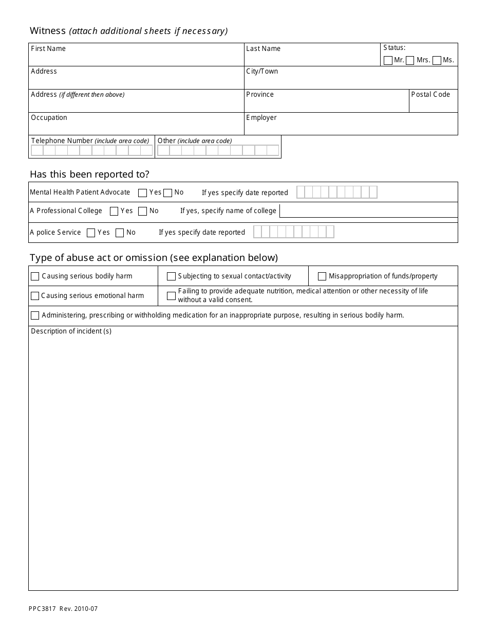 Form PPC3817 Abuse Report - Alberta, Canada, Page 3