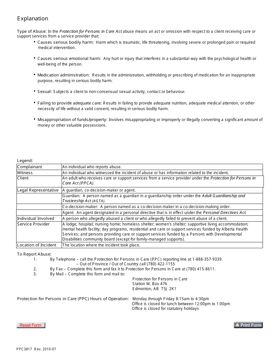 Form PPC3817 Abuse Report - Alberta, Canada, Page 4