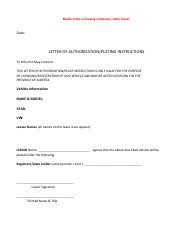 Letter of Authorization/Plating - Alberta, Canada