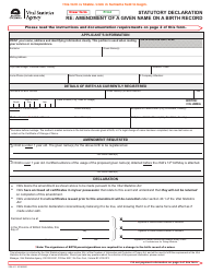 Form VSA411 &quot;Statutory Declaration Re: Amendment of a Given Name on a Birth Record&quot; - British Columbia, Canada