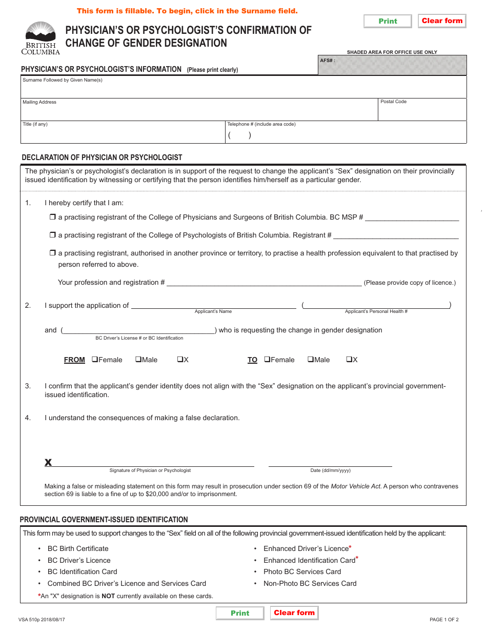 Form Vsa510p - Fill Out, Sign Online And Download Fillable Pdf, British 