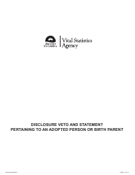 Form VSA632 Disclosure Veto and Statement Pertaining to an Adopted Person or Birth Parent - British Columbia, Canada